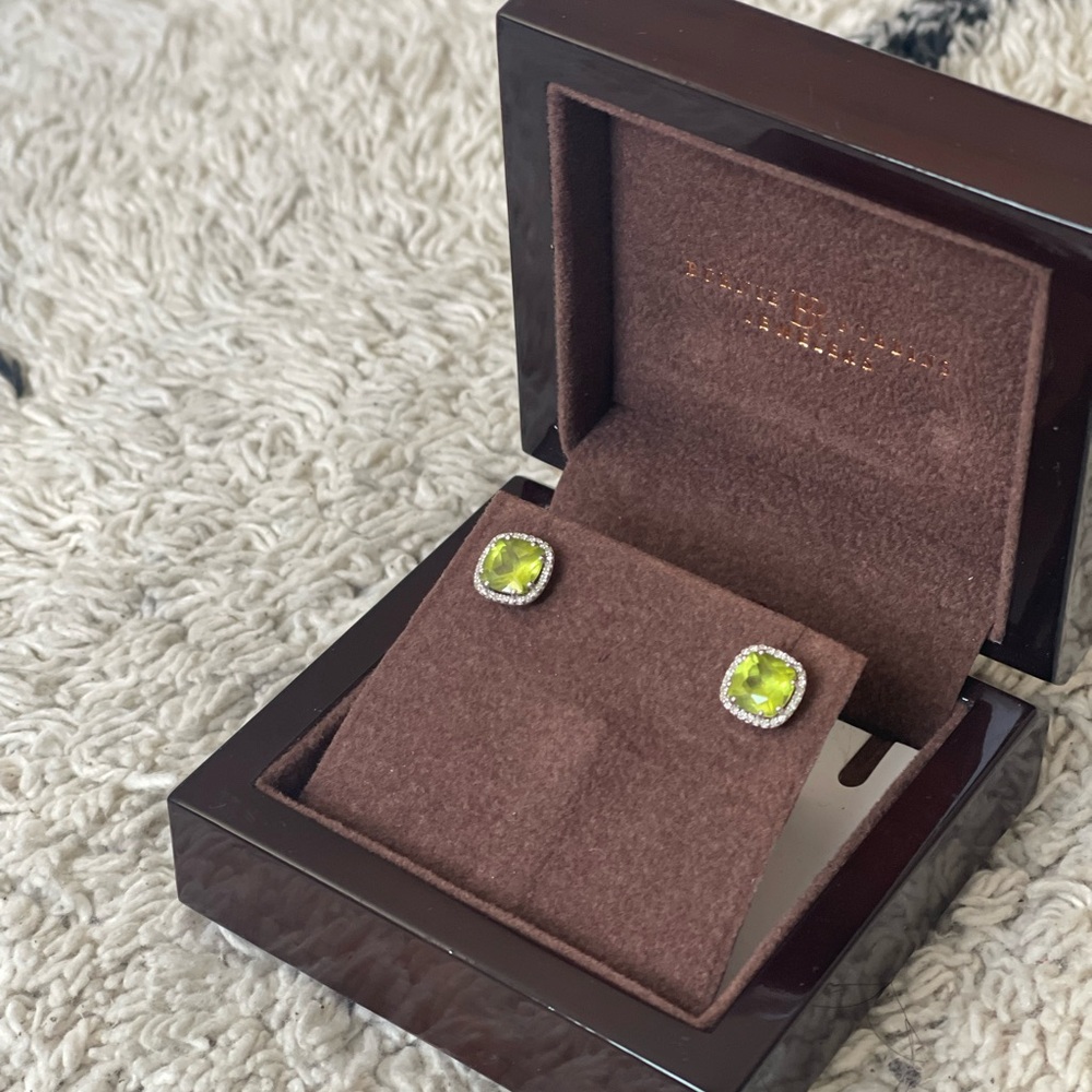 14K White Gold Genuine Peridot Earrings | NWT